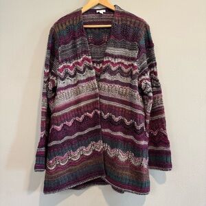 J.Jill Knit Long Cardigan Boho Western Country Wool Blend L